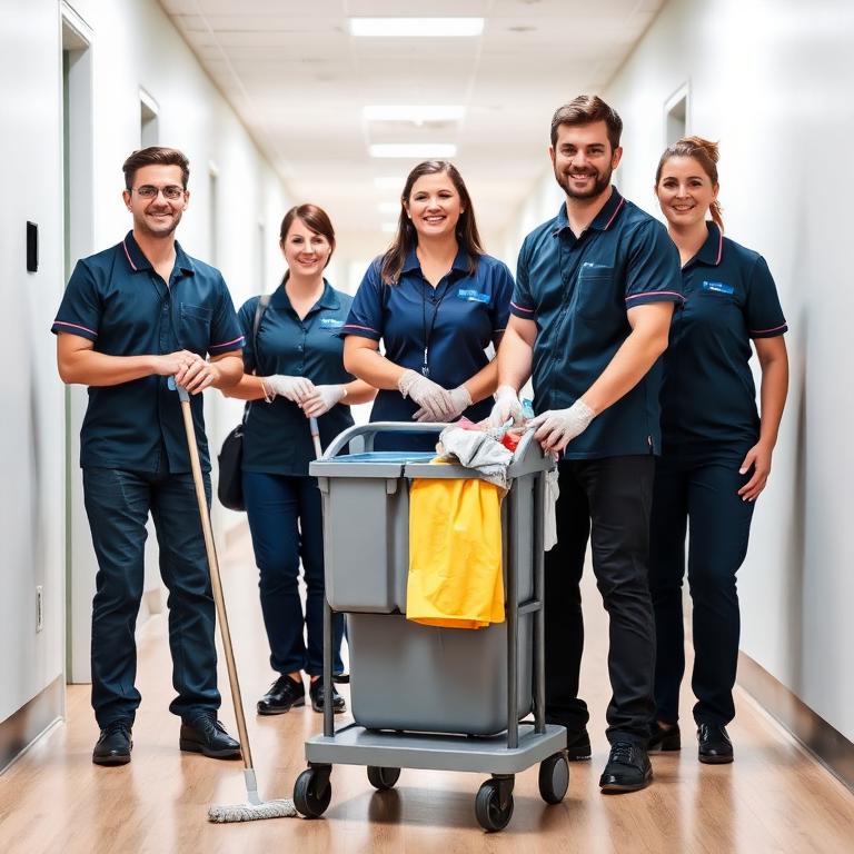Professional janitorial cleaning crew